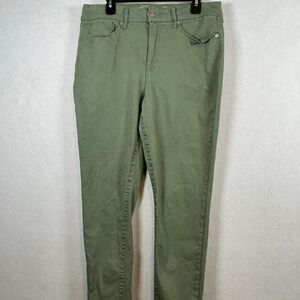 Seven7 Size 16 Tummyless High Rise Skinny Jeans Olive Green